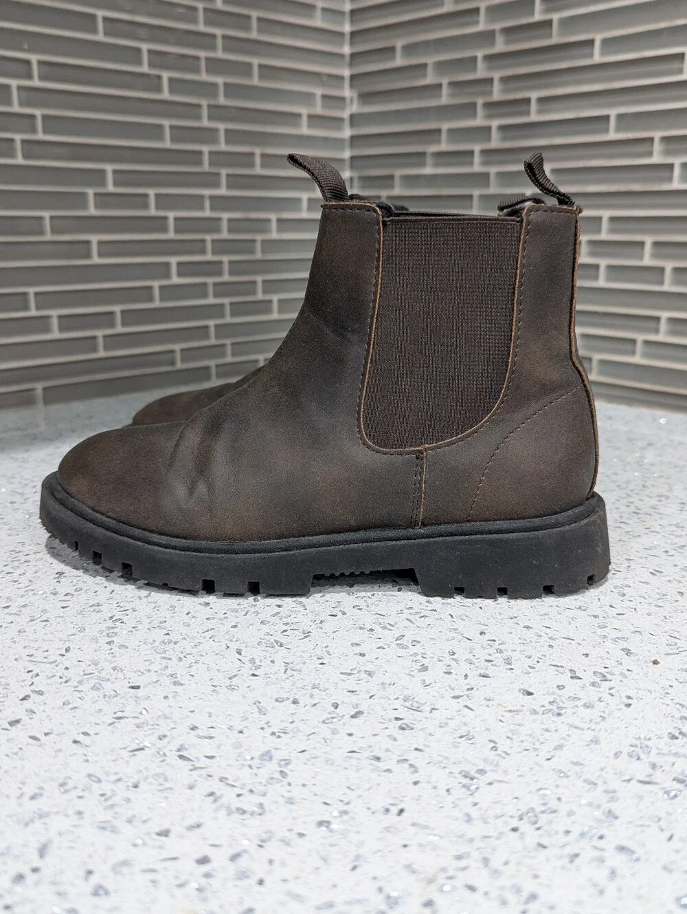 Zara Kids Dark Brown Chelsea Boot Elastic Pull On Big Boys Size 32 1